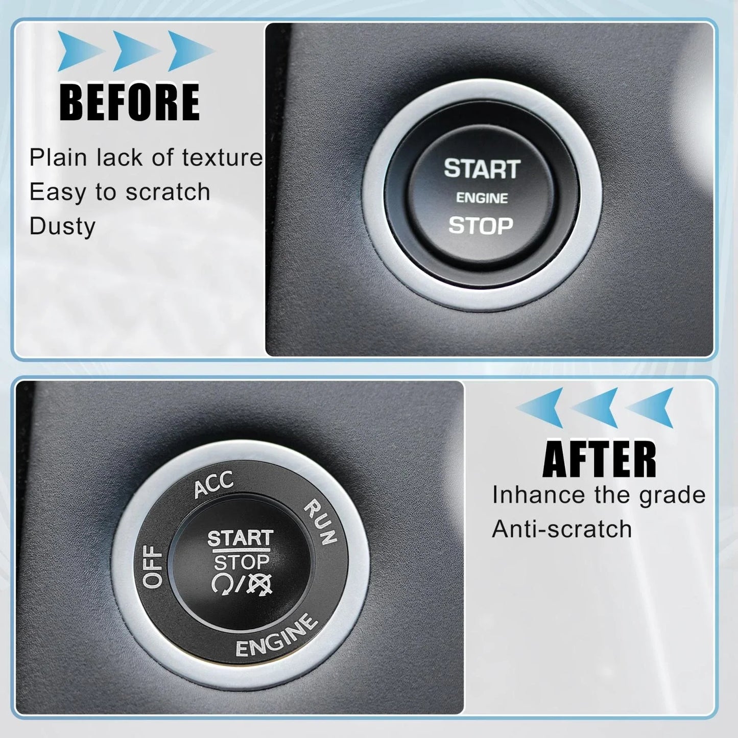 Engine Start Stop Push Button Cover Kit for Dodge Charger Challenger (2015-2023)