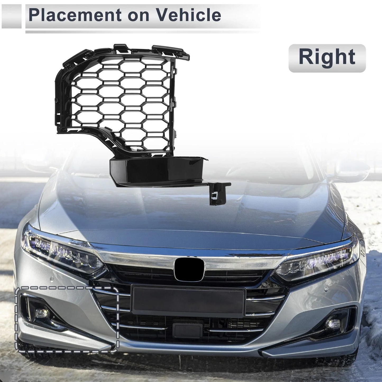 1 Pc Front Right Fog Light Grill Black for BMW X5 (2019-2022)