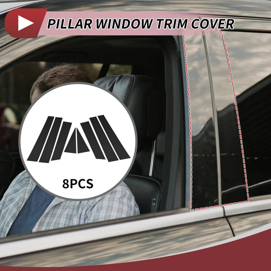 Set of 8 Door Pillar Window Trim for Nissan Rogue (2014–2020) Black