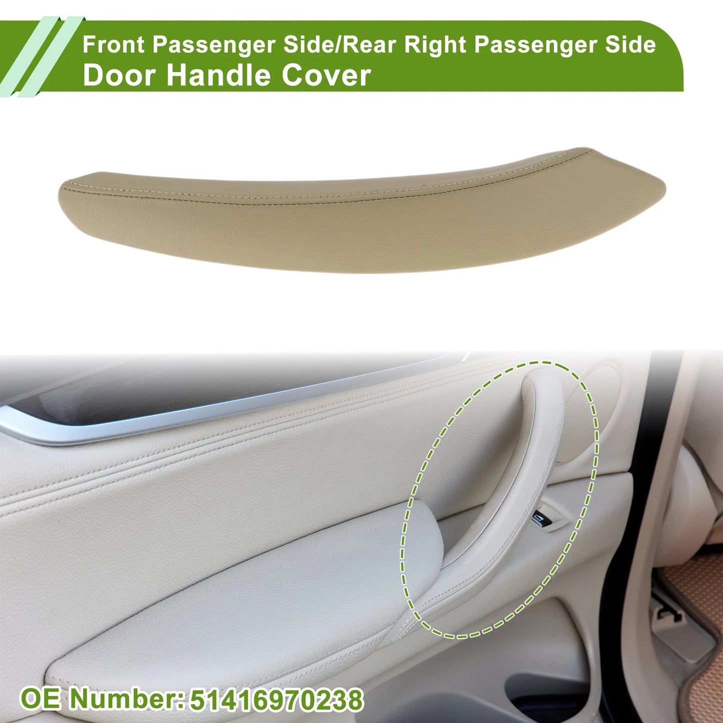 Door Panel Handle Pull Trim Cover for BMW X5 (2008–2013) No. 51416970238 Beige