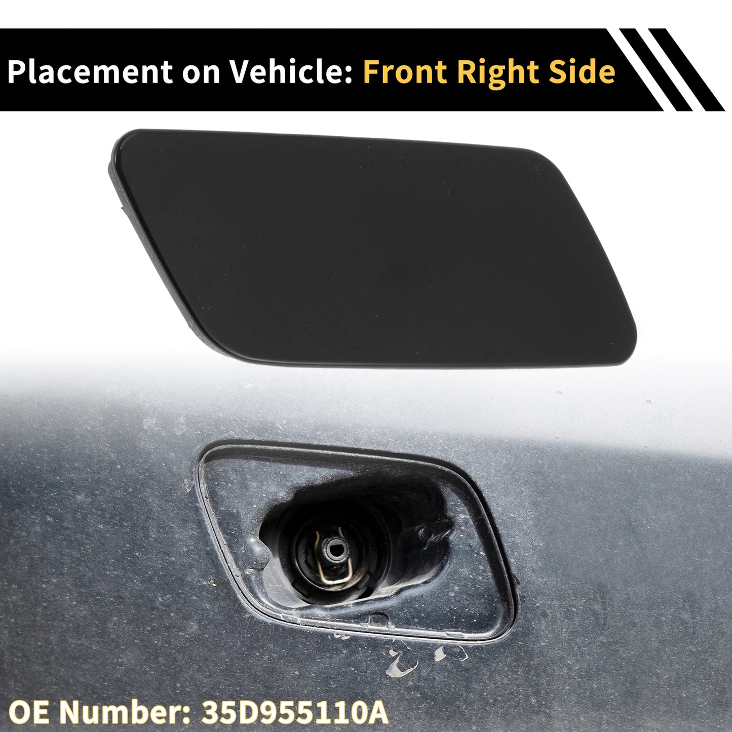 Right Bumper Headlight Washer Nozzle Cover Cap for VW CC (2011–2017) 358 Black