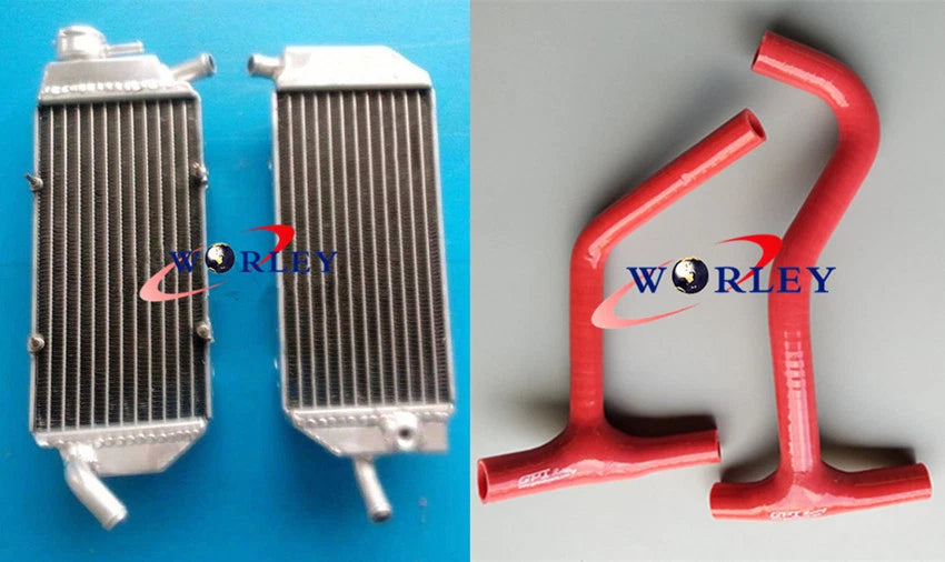 Aluminum Radiator with Red Hose for Husqvarna TC449 TE449/TE511 TXC449/TXC511 (2011–2013)