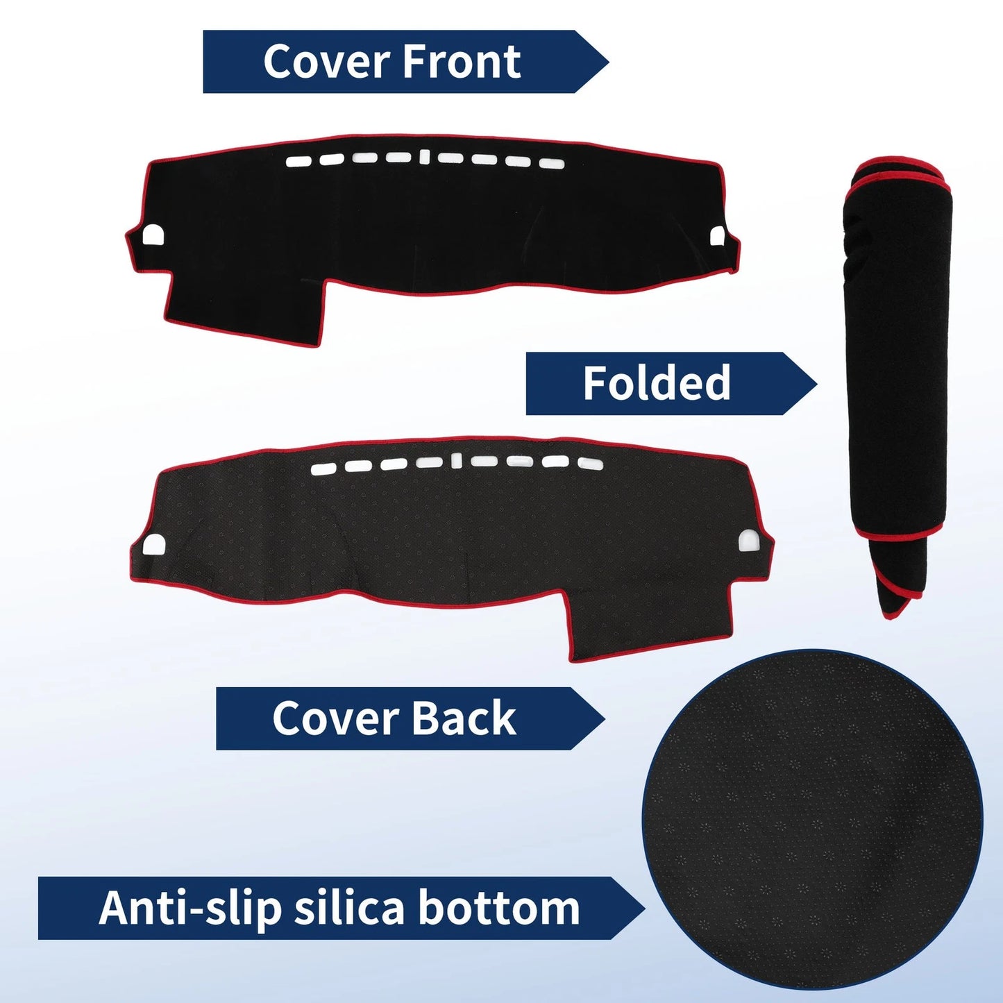Dash Cover for Mitsubishi Shogun (2007–2019) Polyester Black Red Edge