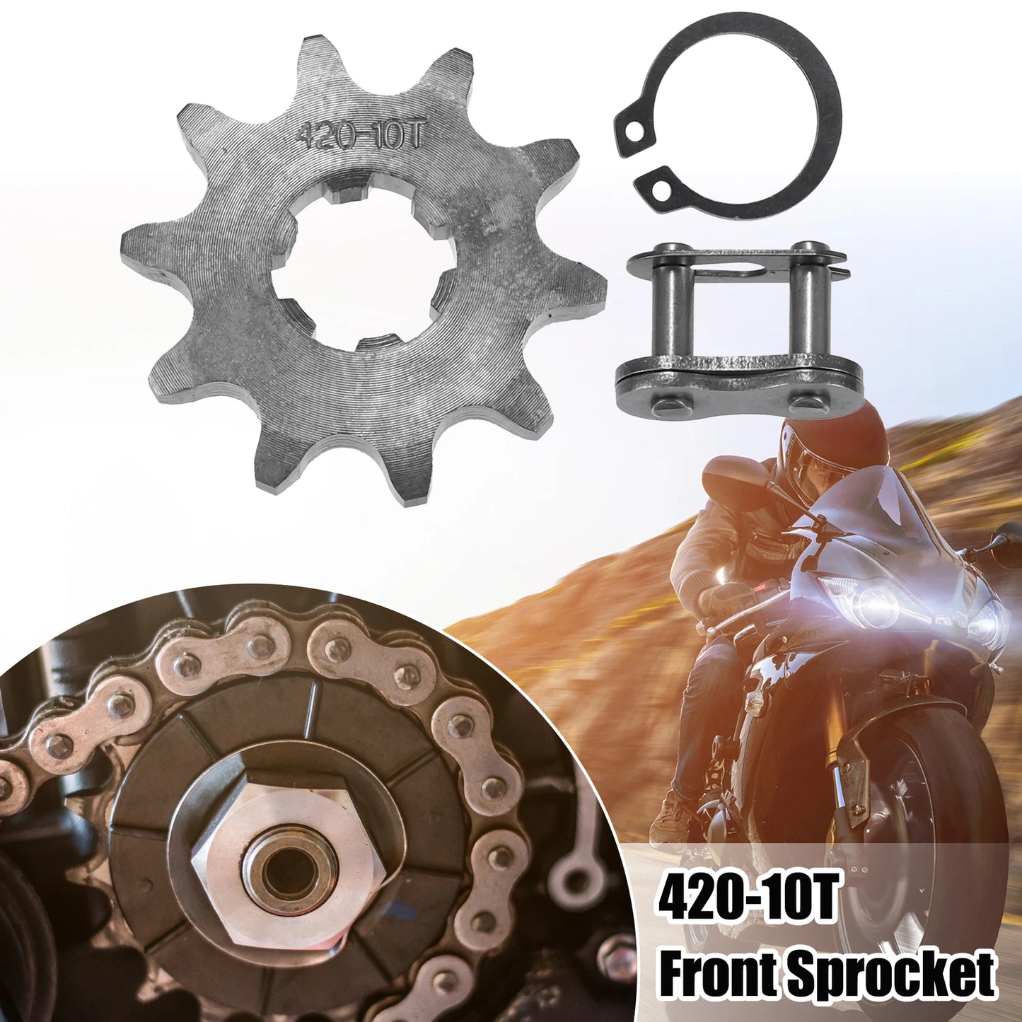 Set of 1 Front Engine Sprocket 420 10T 17mm for Dirt Bike Mini Bike