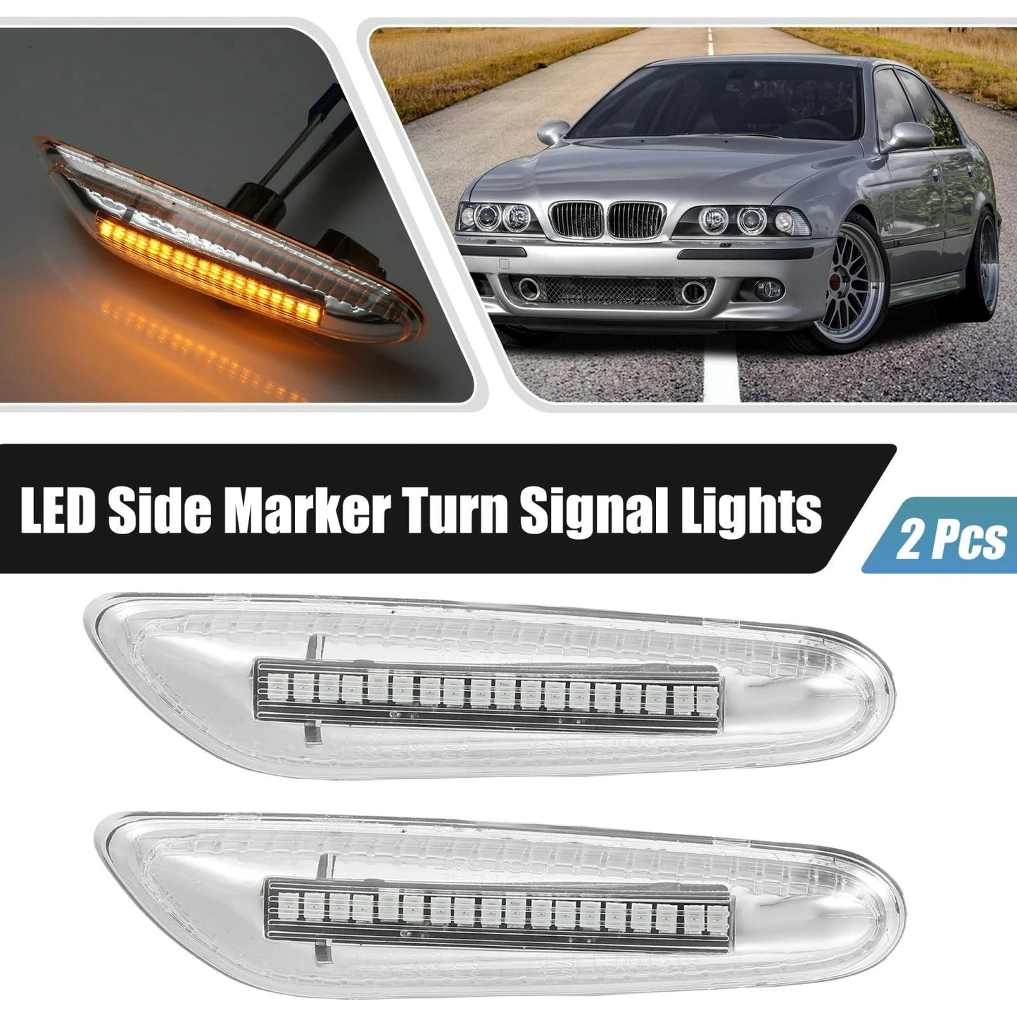 2X LED Side Marker Turn Signal Lights Yellow for BMW E46 E60