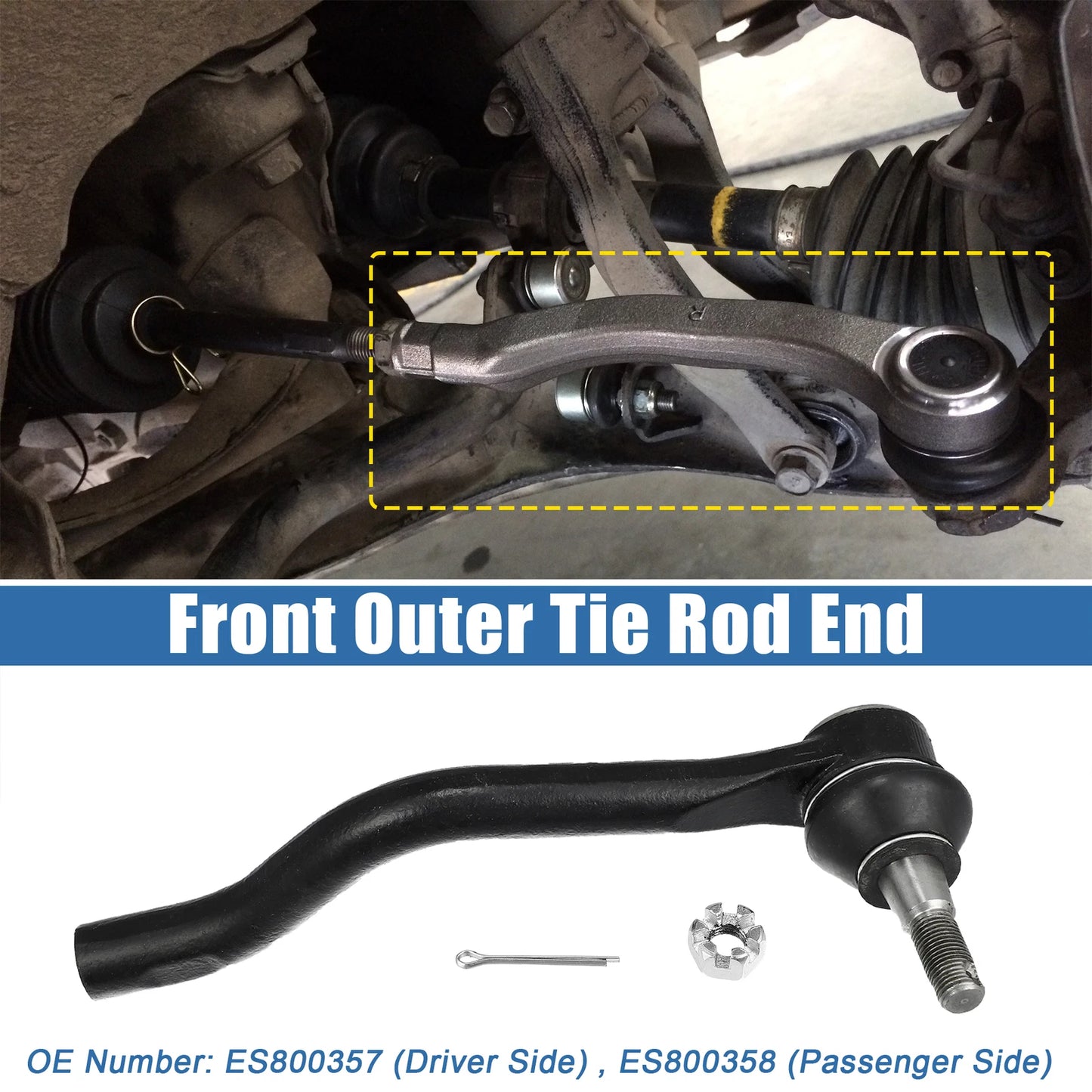2X Front Outer Tie Rod End Links ES800357 ES800358 for Nissan Altima Maxima (1993–2001)