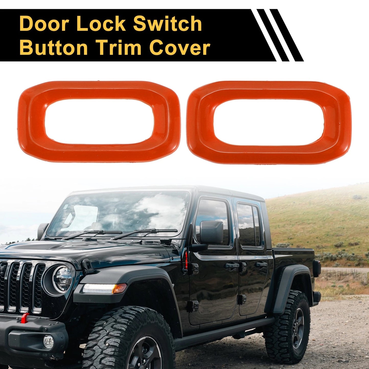 2 Pcs Door Lock Switch Button Trim Cover for Jeep Wrangler JL (2018–2023) Orange