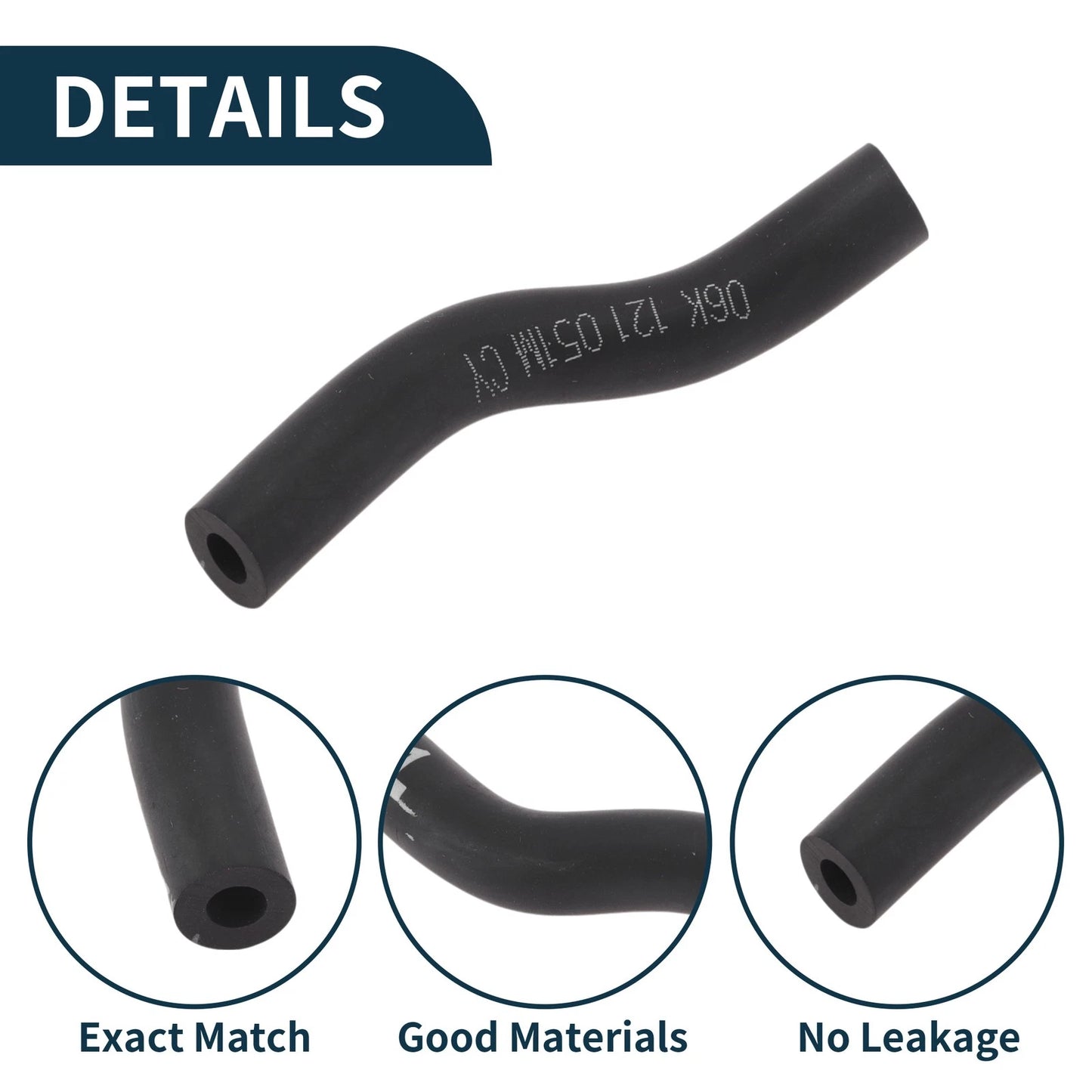 Radiator Hose Coolant Pipe for Volkswagen Tiguan 2.0L (2008–2017) No. 06K121051M Rubber Black