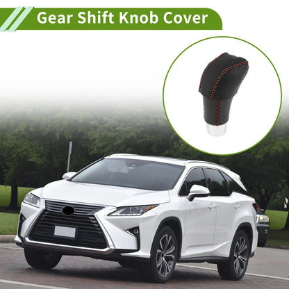 Car Gear Shift Knob Cover for Lexus RX350 2023-2024 Black Red Faux Leather