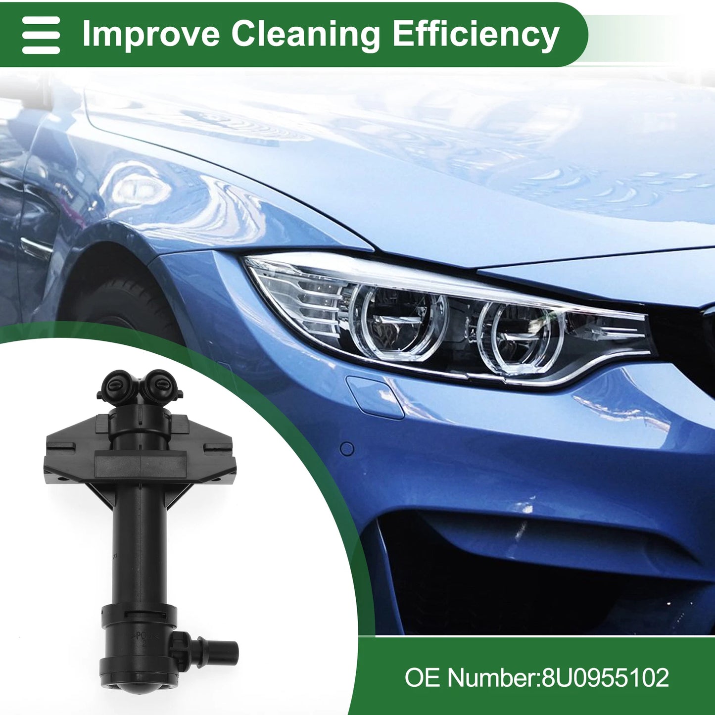 Front Passenger Side Headlight Washer Nozzle for Audi Q3 Quattro (2013) No. 8U0955102