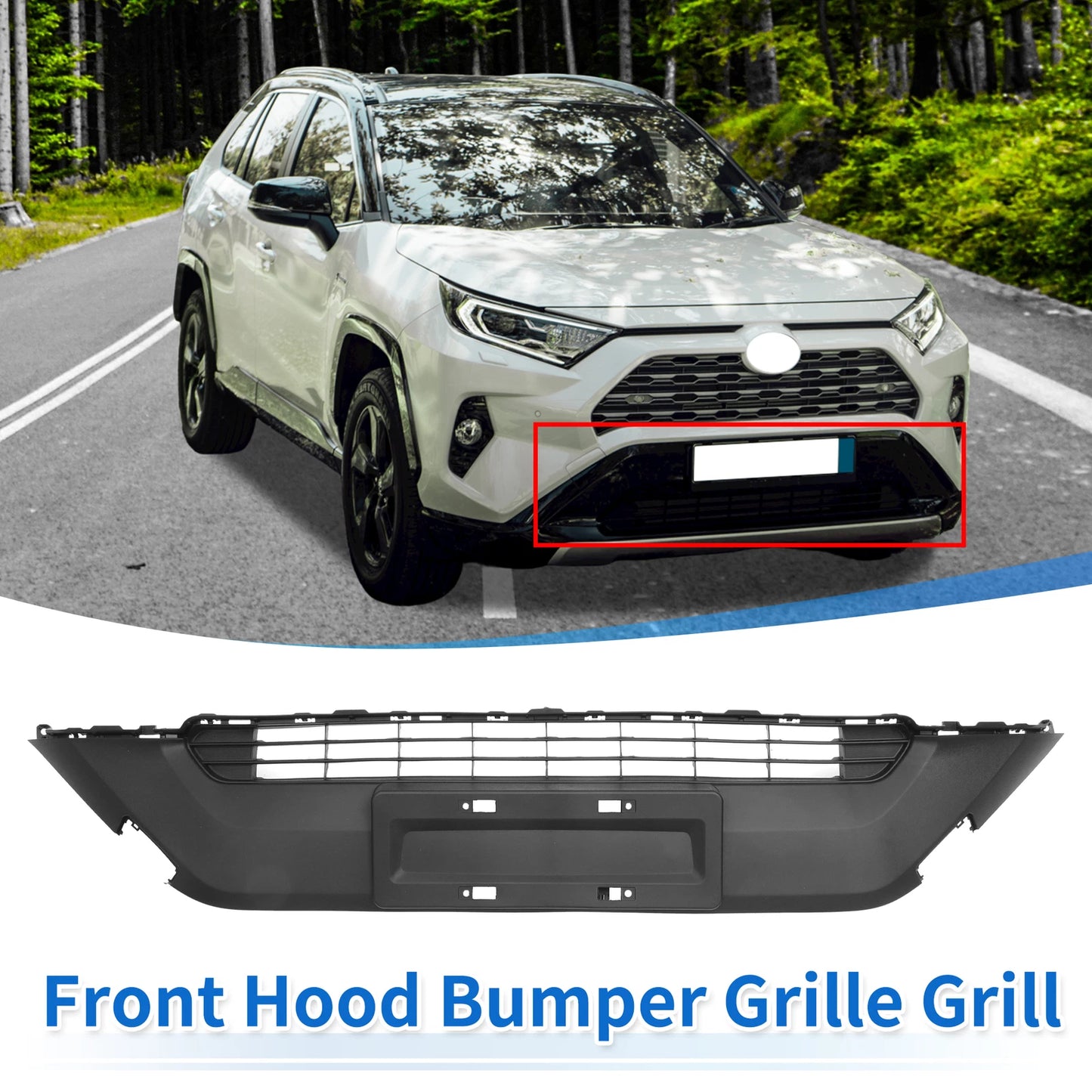 Front Hood Bumper Grille for Toyota RAV4 (2019–2022) No.531130R090 Black