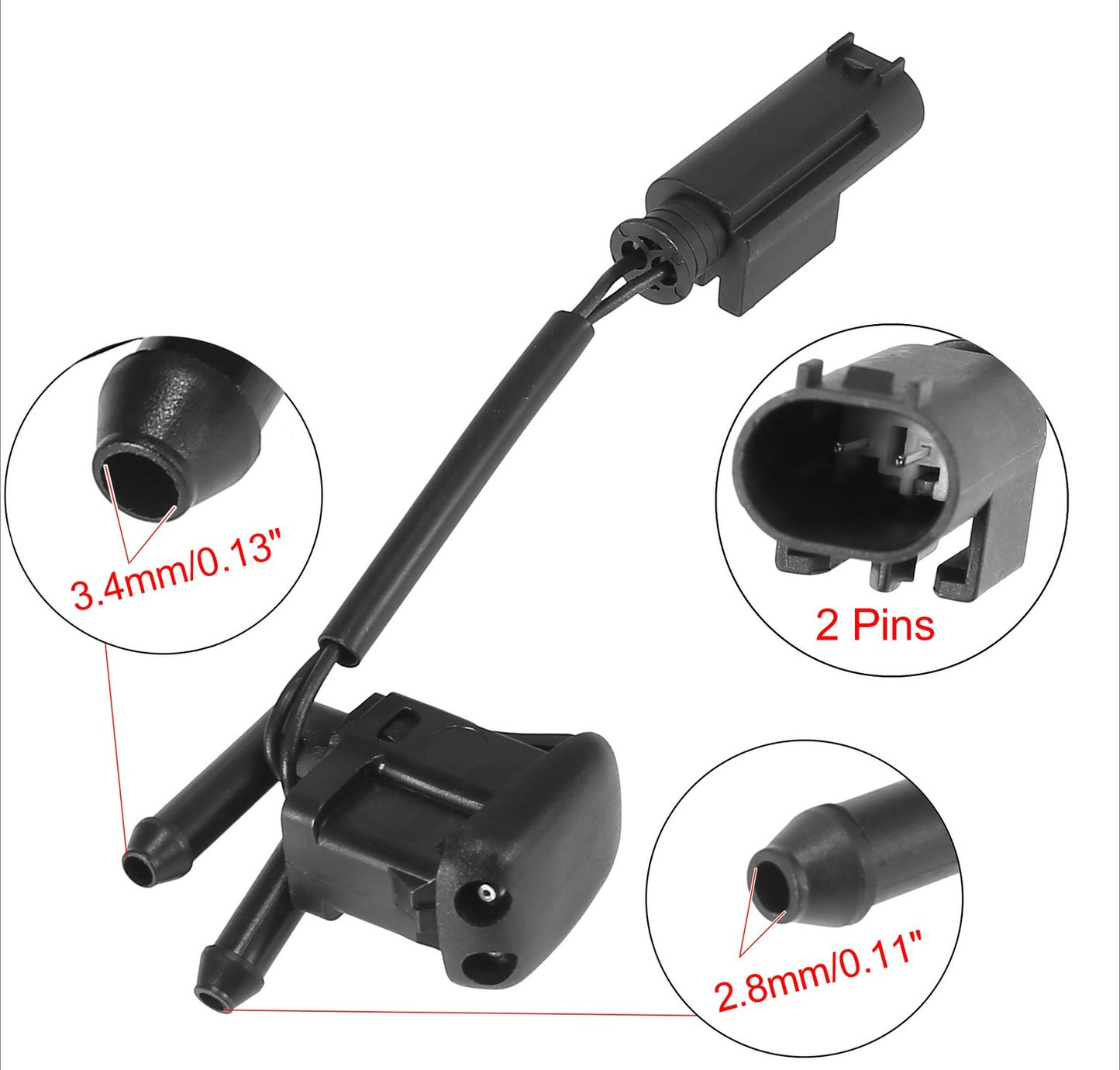 Windshield Washer Nozzle for BMW 5 540i (1997–2003) with Heating
