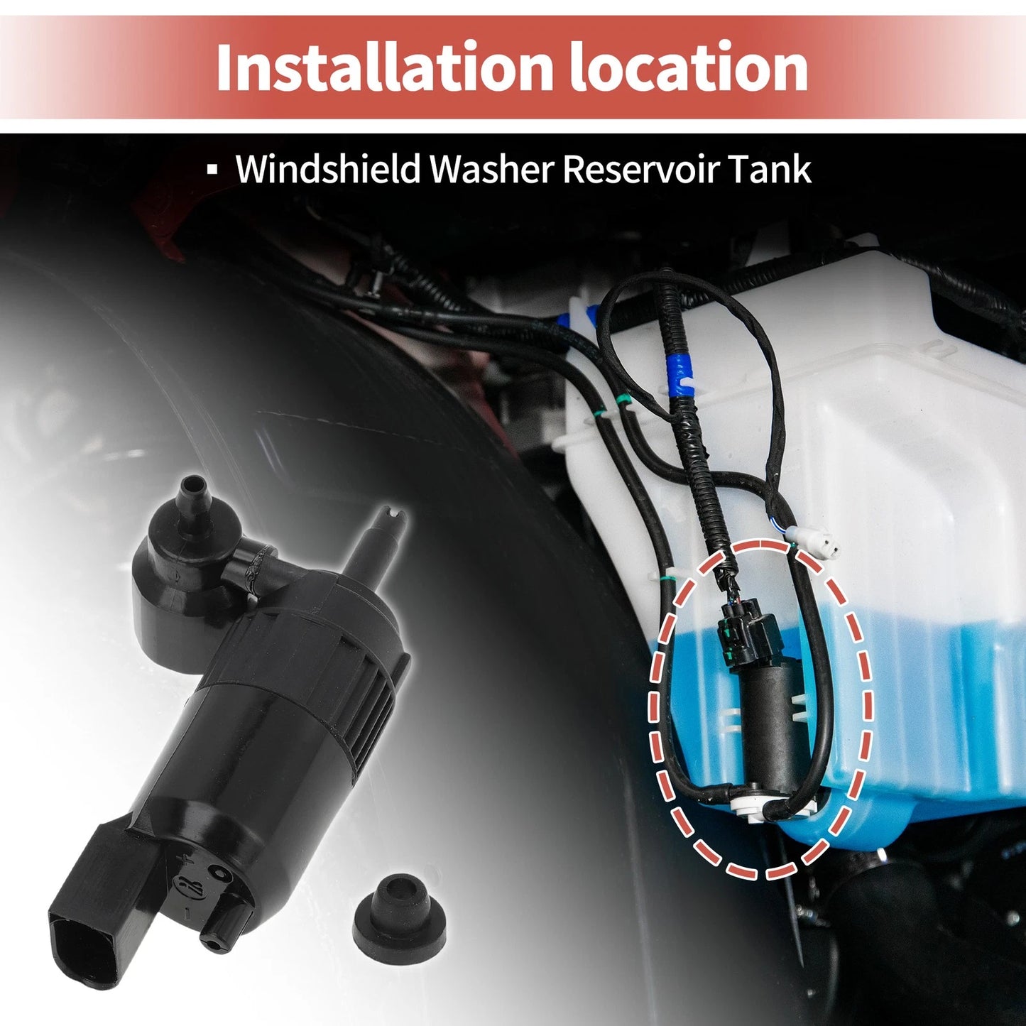Windshield Washer Pump for Cadillac Chevy GMC (2021–2024) No.84801575
