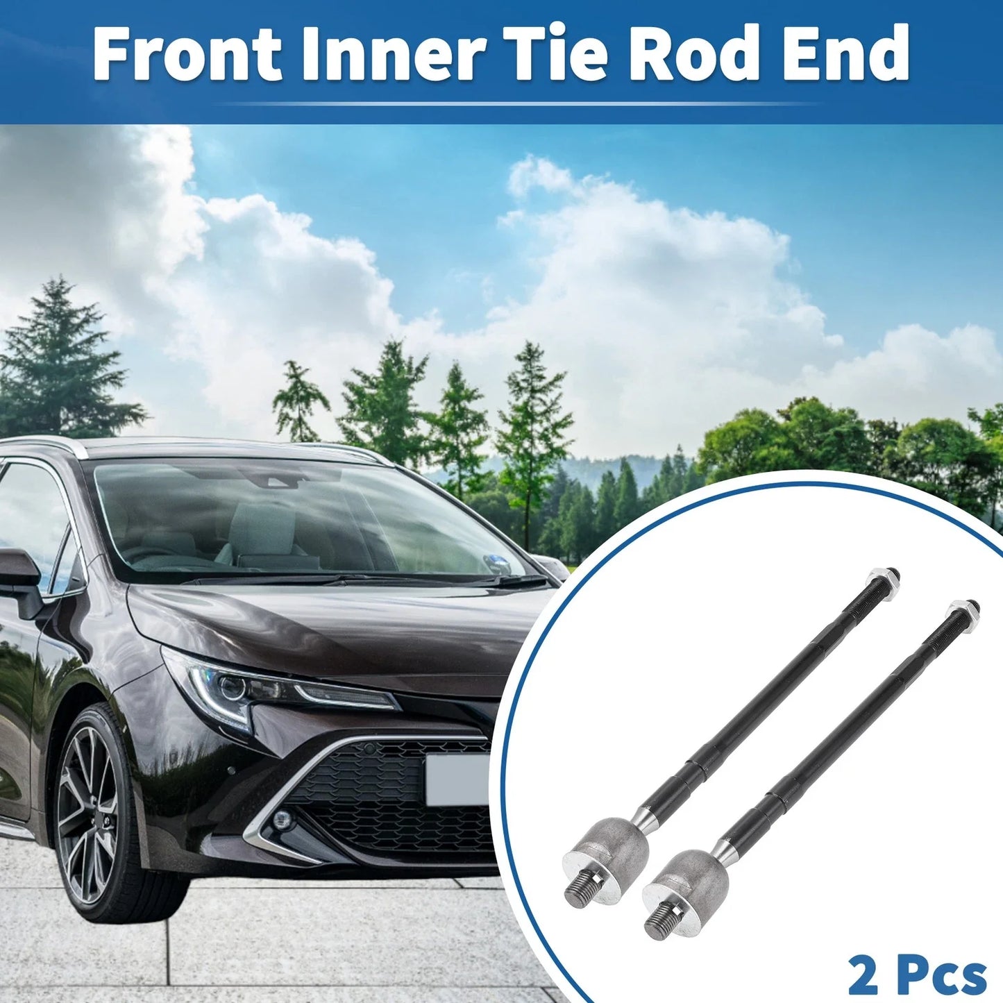 2 x Front Inner Tie Rod End Links for Toyota RAV4, Corolla, Chevrolet Prizm