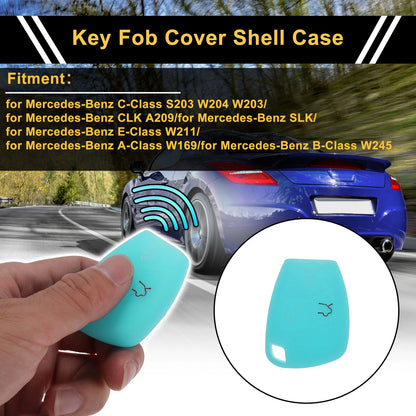 Glow Blue Key Case for Mercedes-Benz C-Class (2001–2015) - 3 Buttons