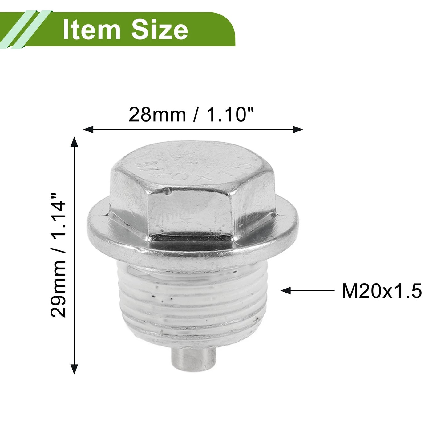 Set of 2 M20x1.5 Copper Oil Drain Plug with Gasket for Cars