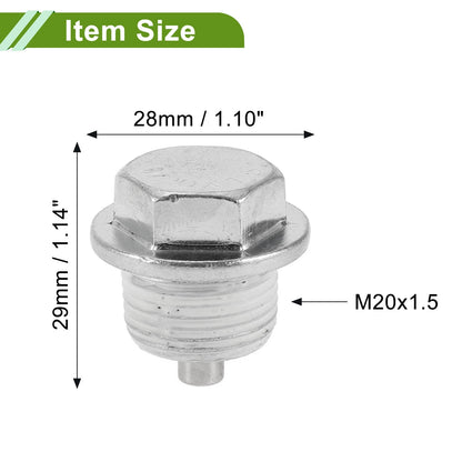 Set of 2 M20x1.5 Copper Oil Drain Plug with Gasket for Cars