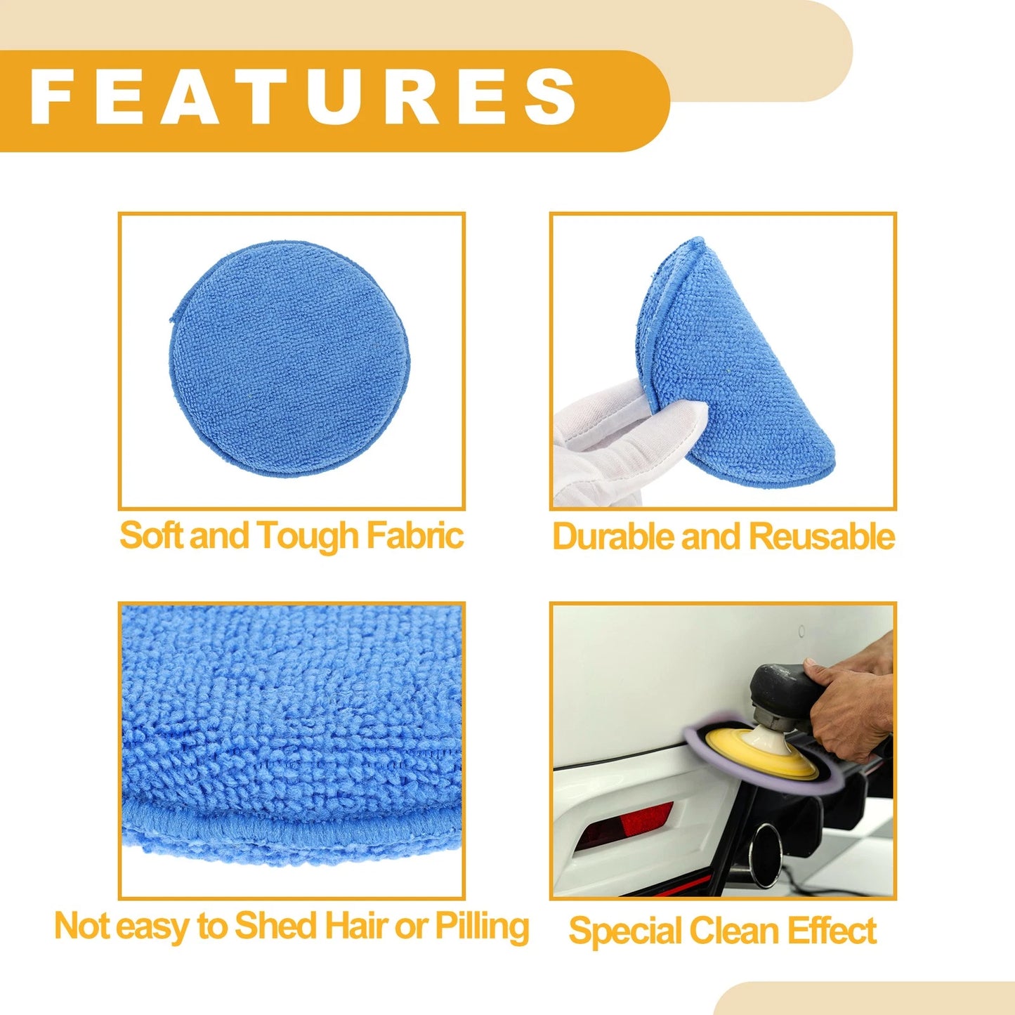 Set of 4 Polishing Buffing Pads for Auto (12.5cm)