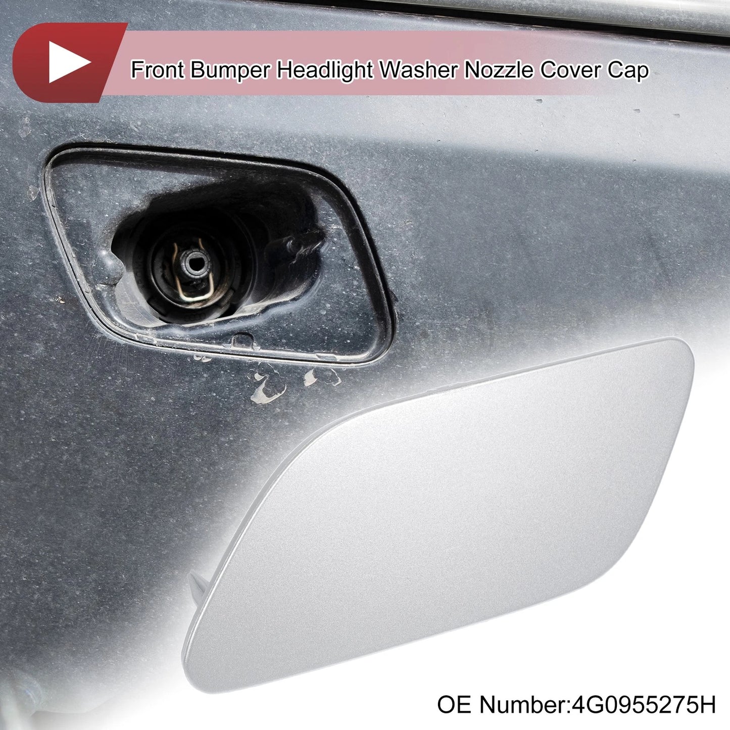 Front Left Washer Nozzle Cover Cap for Audi A6 (C7) (2015–2018) 1 Pcs Silver Tone