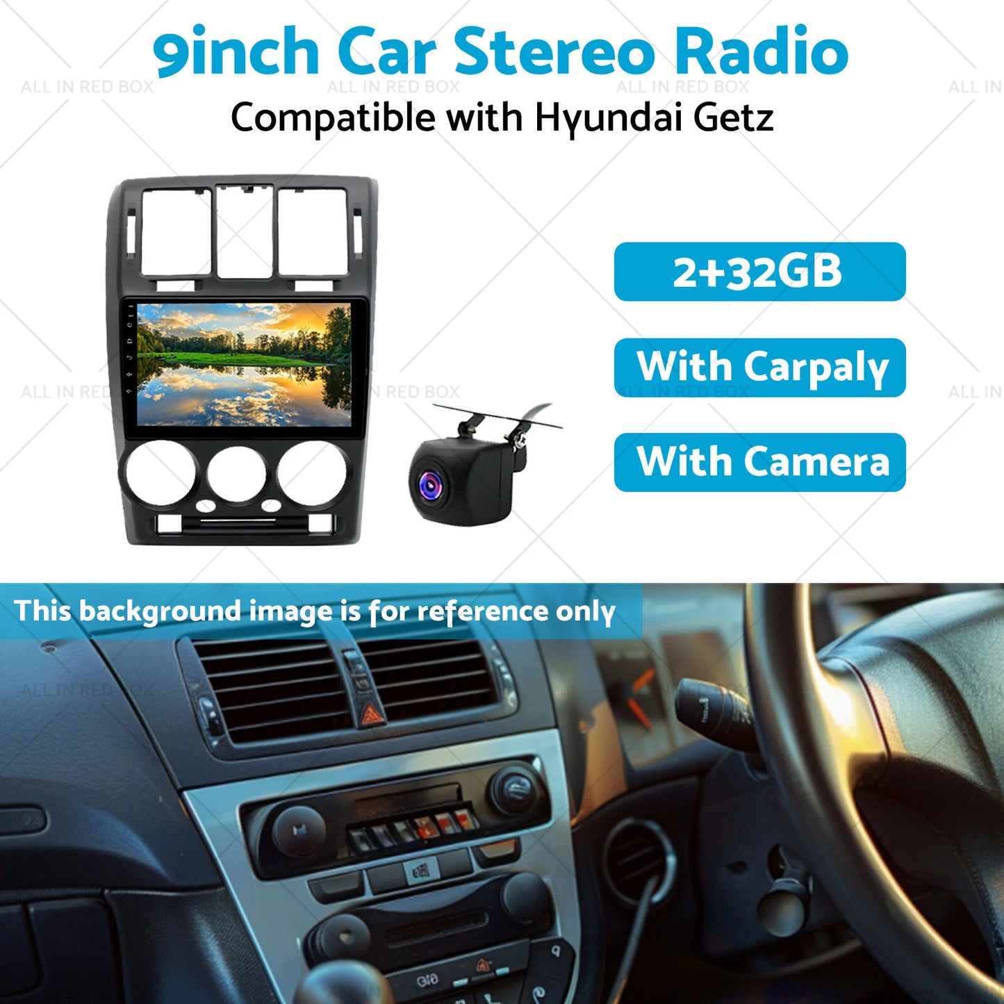 32GB 9in Car Radio Stereo w/Cam for Hyundai Getz (2002-2011)