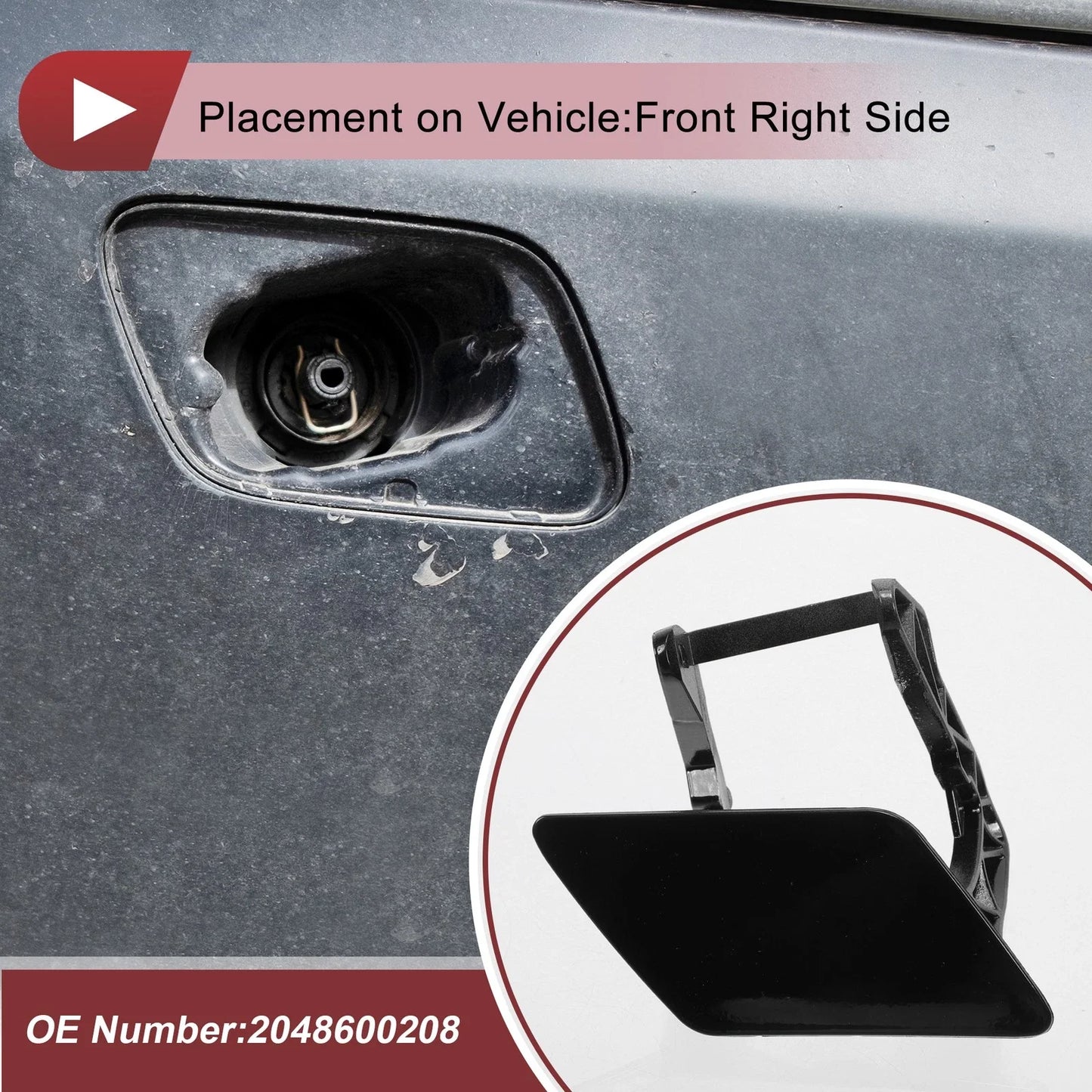 Front Right Washer Nozzle Cover for Mercedes-Benz GLK350 (2010-2015) Black