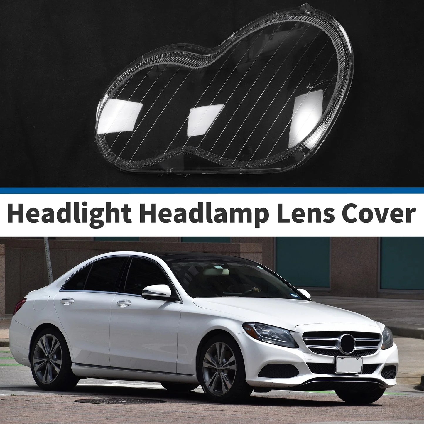 Car Front Left Headlight Lens Cover for Mercedes-Benz C-Class (2001-2017)