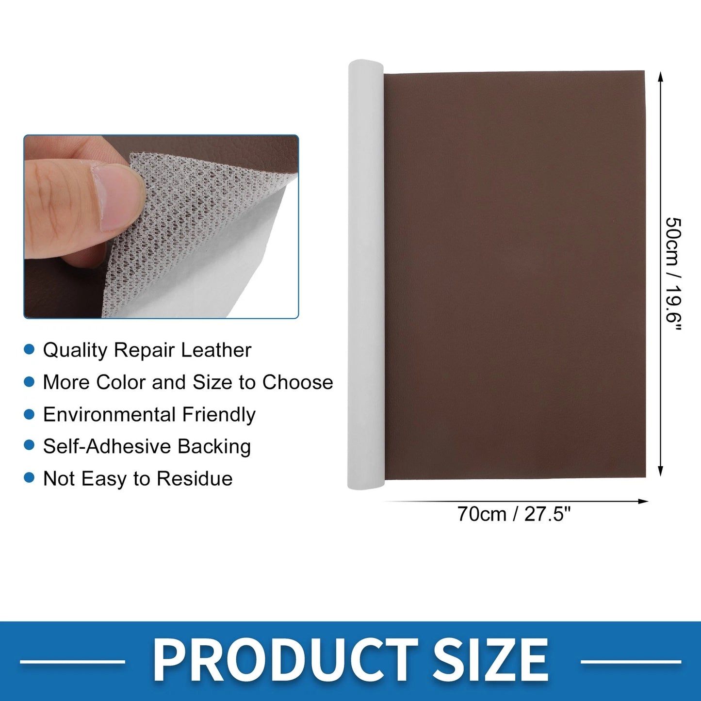 Self Adhesive Leather Repair Patch for Car Seat Sofa (19.6"x27.5", Light Brown)