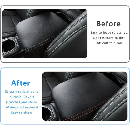 Black PU Leather Center Console Lid Armrest Cover for Toyota Tacoma (2016-2023)