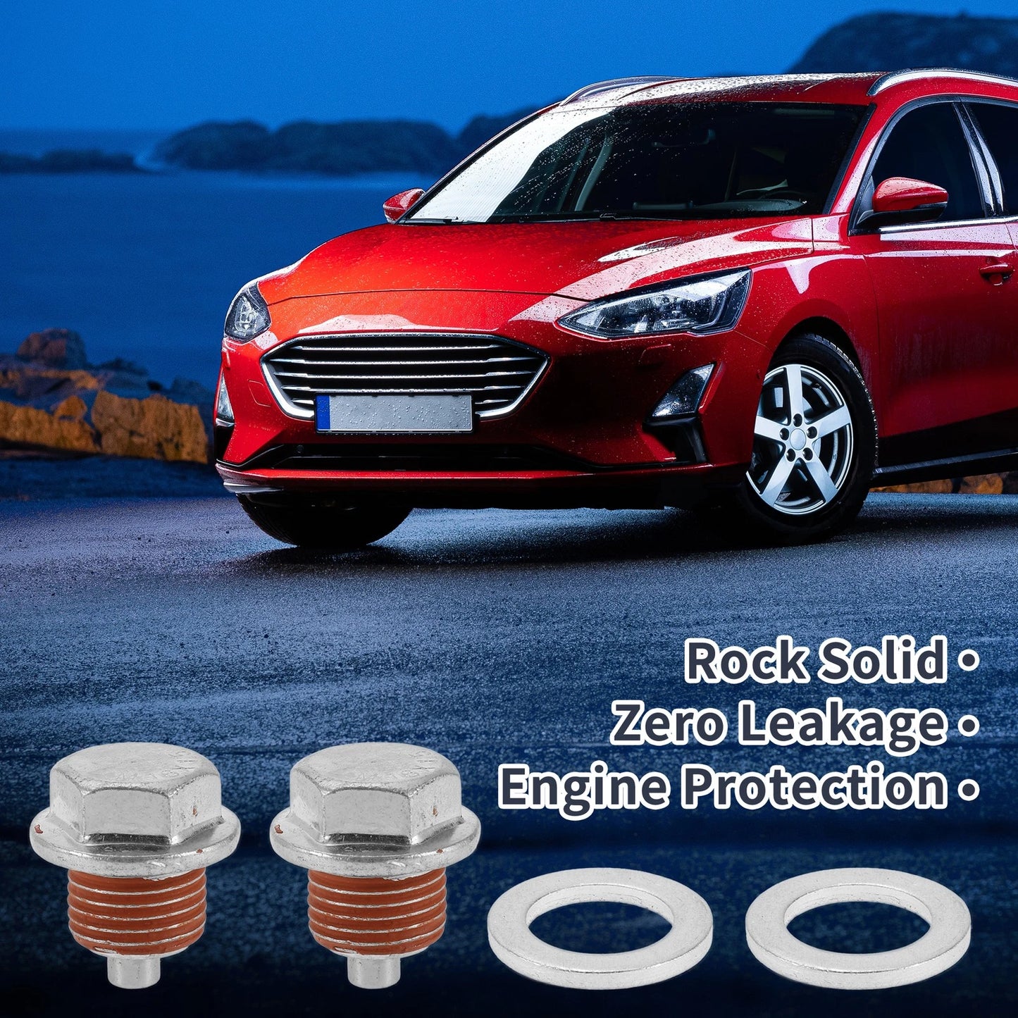 2X M16x1.5 Aluminum Oil Drain Plug with Gasket for Car (Silver Tone)