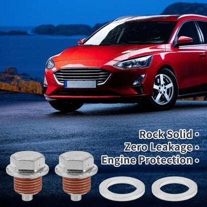 2X M16x1.5 Aluminum Oil Drain Plug with Gasket for Car (Silver Tone)