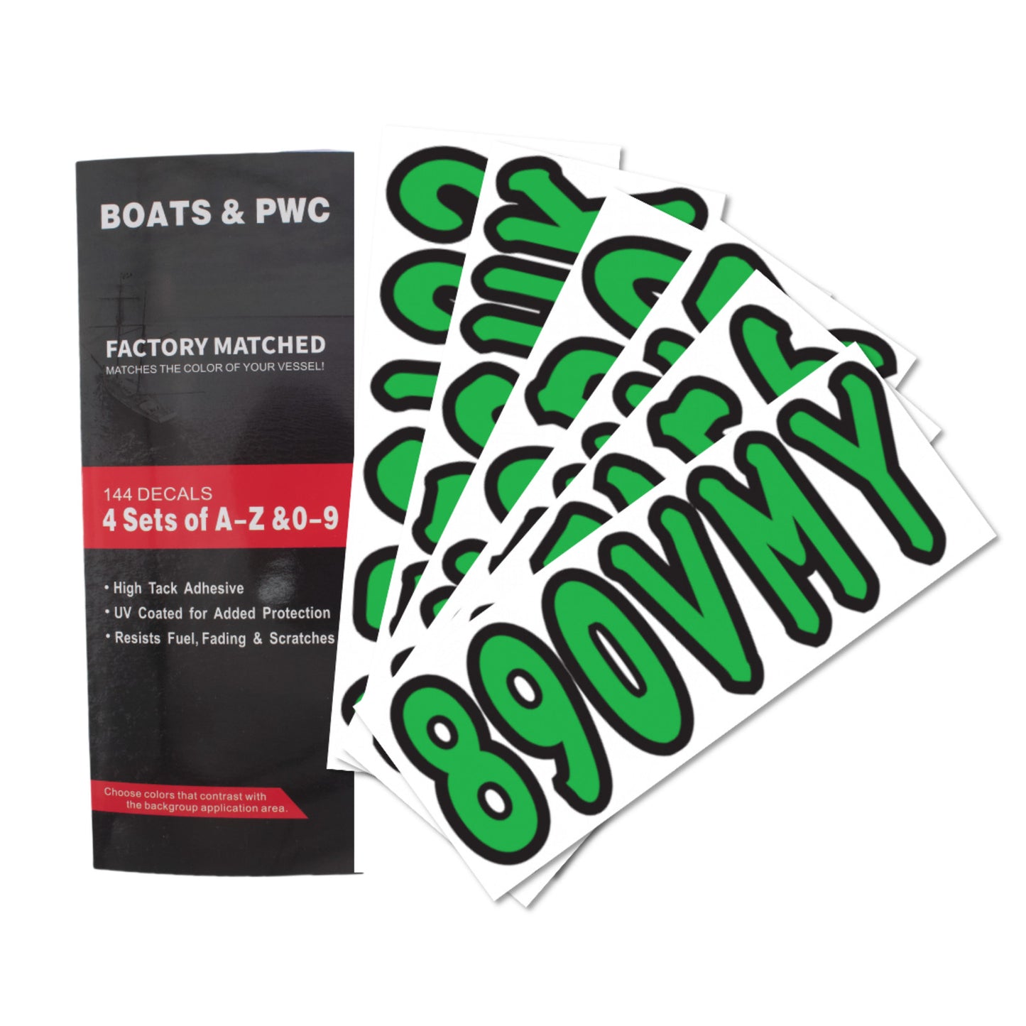 3" Boat Registration Numbers and Letters Decals Custom Green
