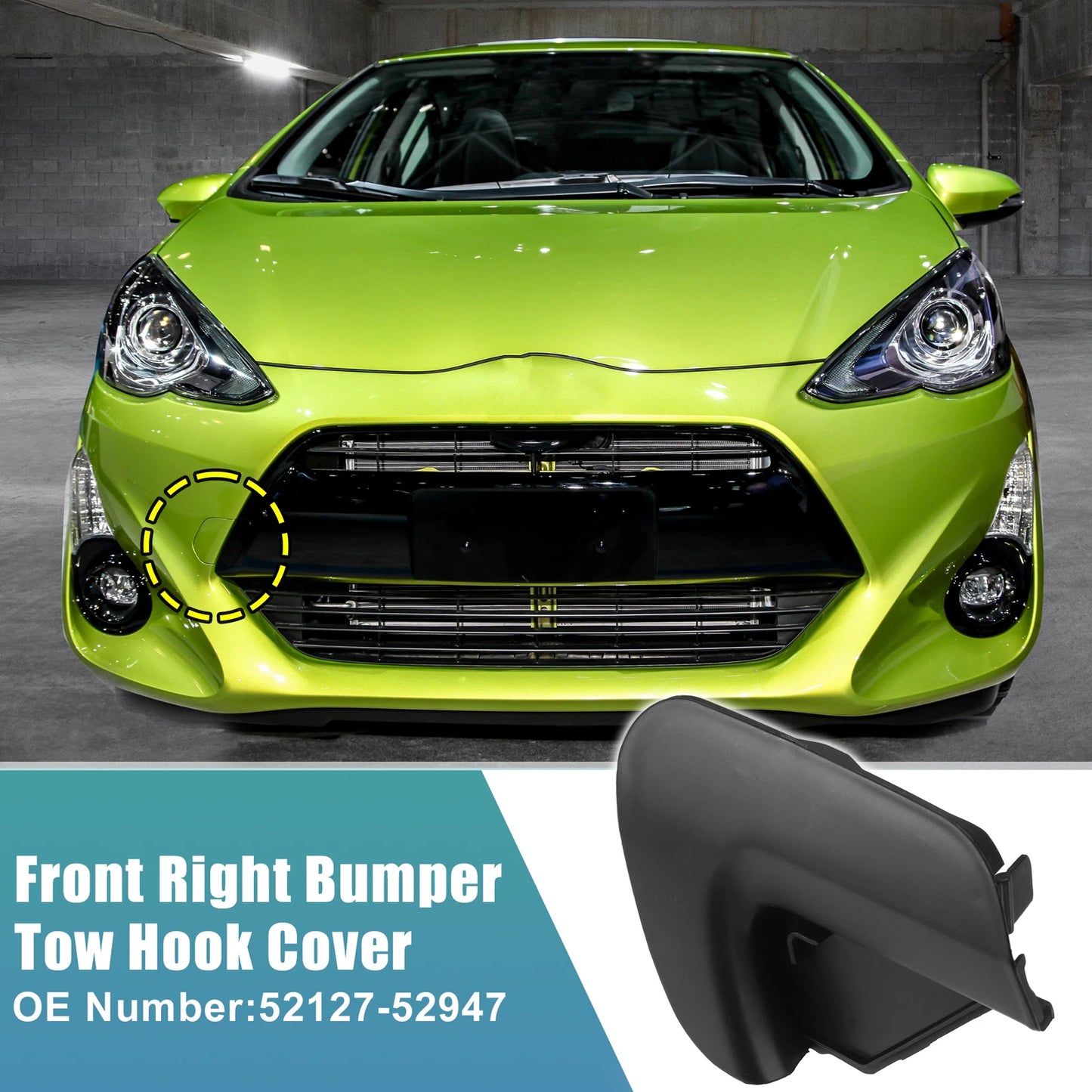 Tow Hook Cover for Toyota Prius C (2012–2015) No. 52127-52947 Black