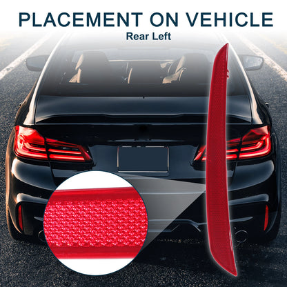 Rear Left Bumper Reflector No. 63147388765 for BMW M5 (2018–2020) Red