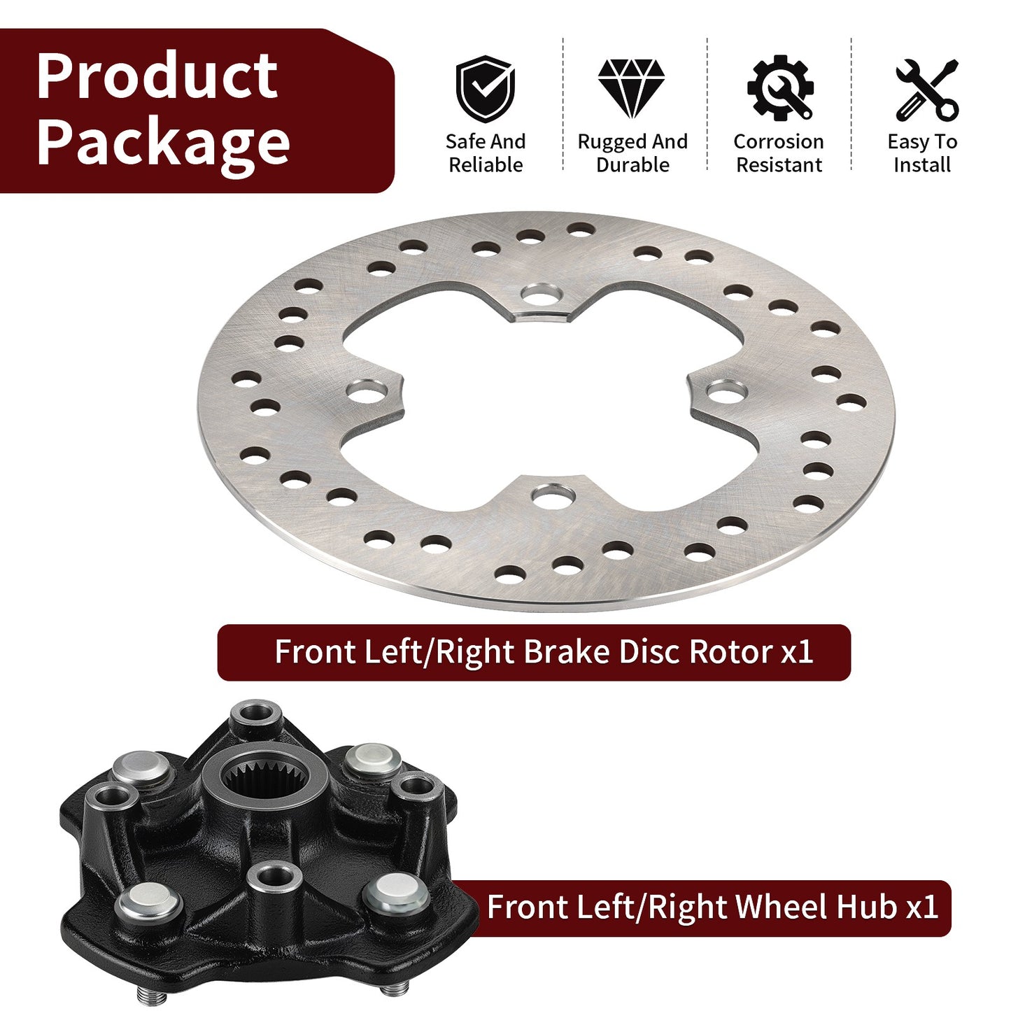 Front Wheel Hub with Brake Disc Rotor for Honda Foreman 500 (2014–2019)