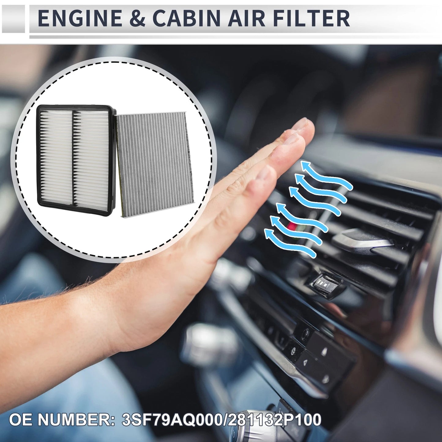 Engine Cabin Air Filter Combo 3SF79AQ000 for Hyundai Azera 3.3L (2012–2017)