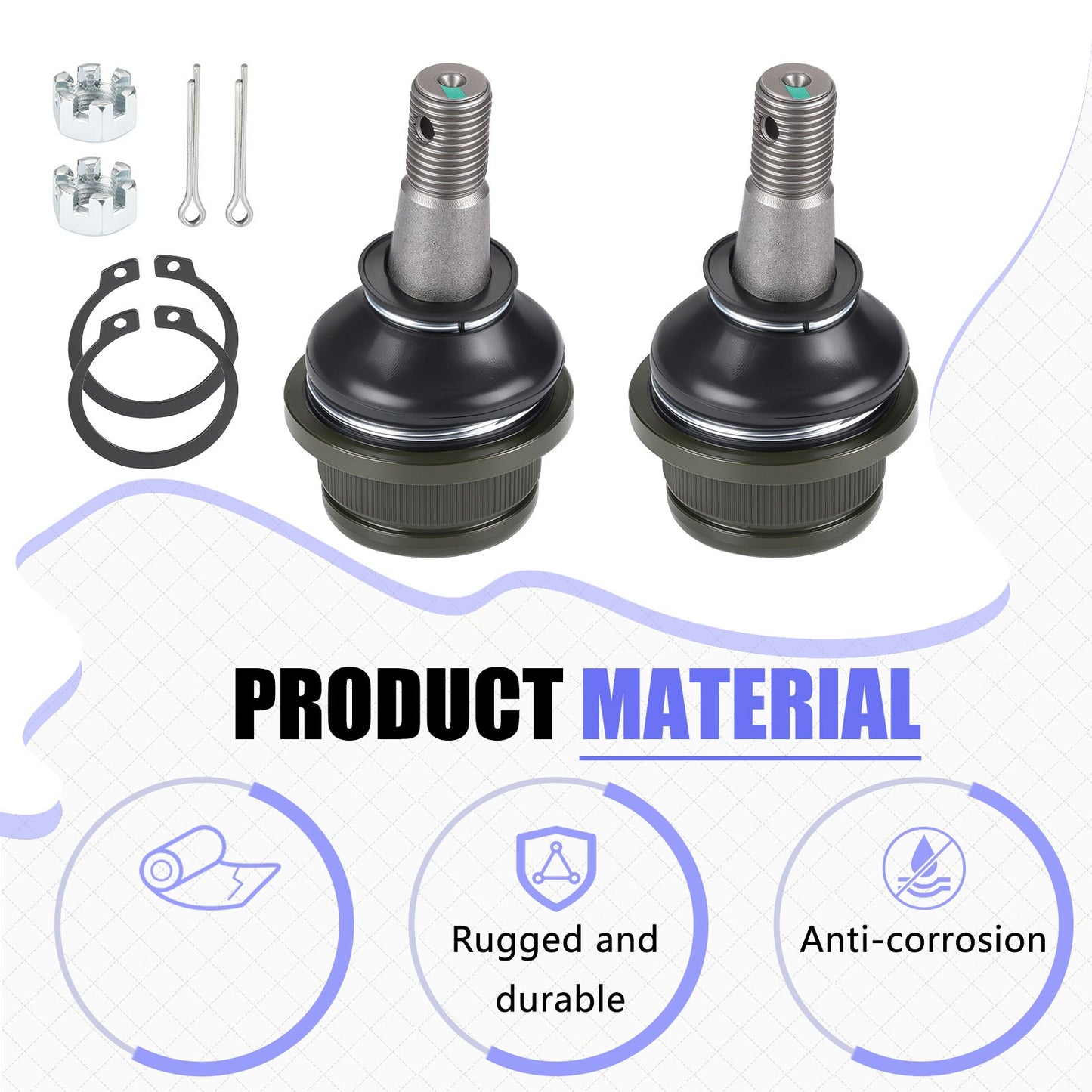 2X Lower Ball Joints for Kawasaki Mule 2510 2520 (1993–2000)