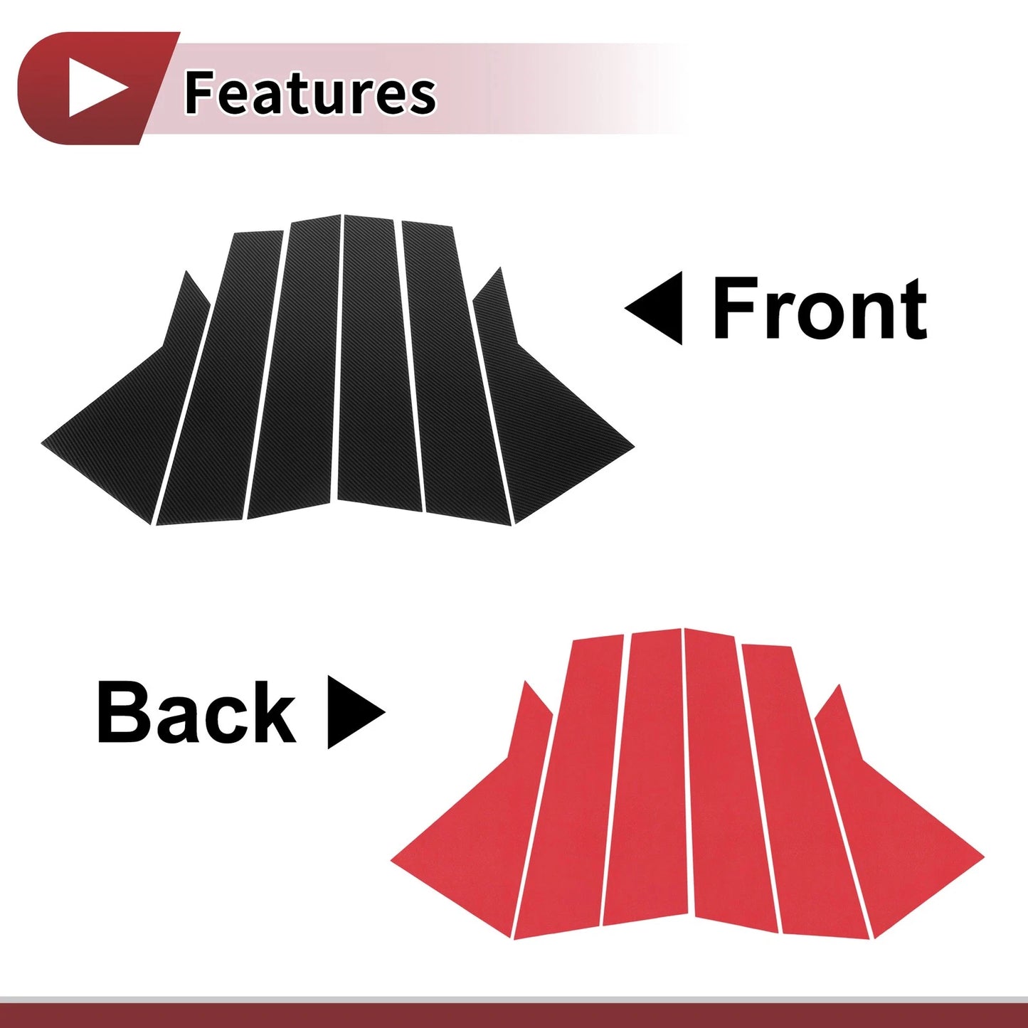 6 Pcs Door Pillar Window Trim for KIA Cerato (2019–2023) Black Carbon Fiber