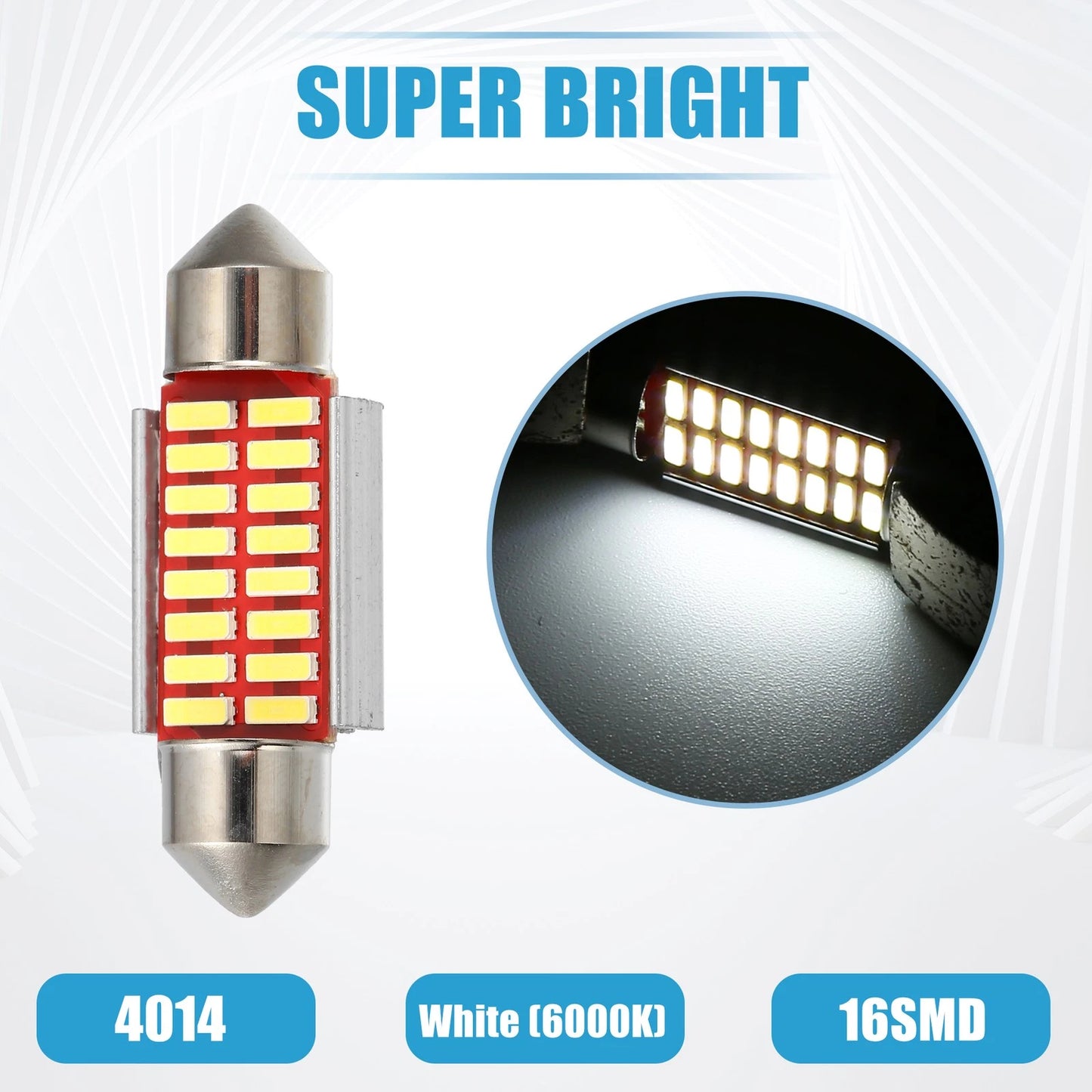 Set of 10 LED Festoon Lights 36mm 6411 C5W 16SMD 4014 Chipsets