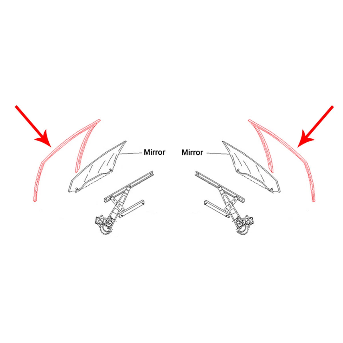 Rear Door Glass Run Channel Set for Honda Civic Hatchback 2006-2011
