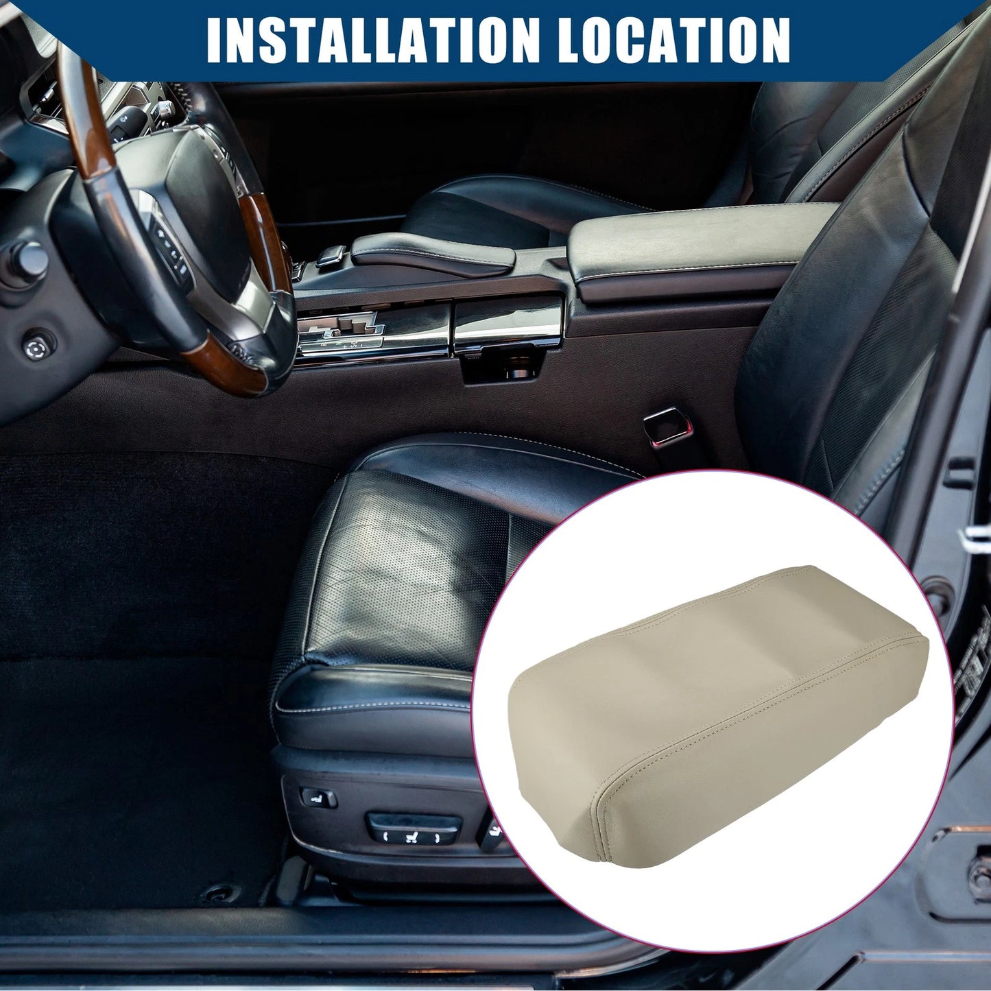 Center Console Armrest Covers for Nissan Pathfinder (1996–2004) Faux Leather Beige