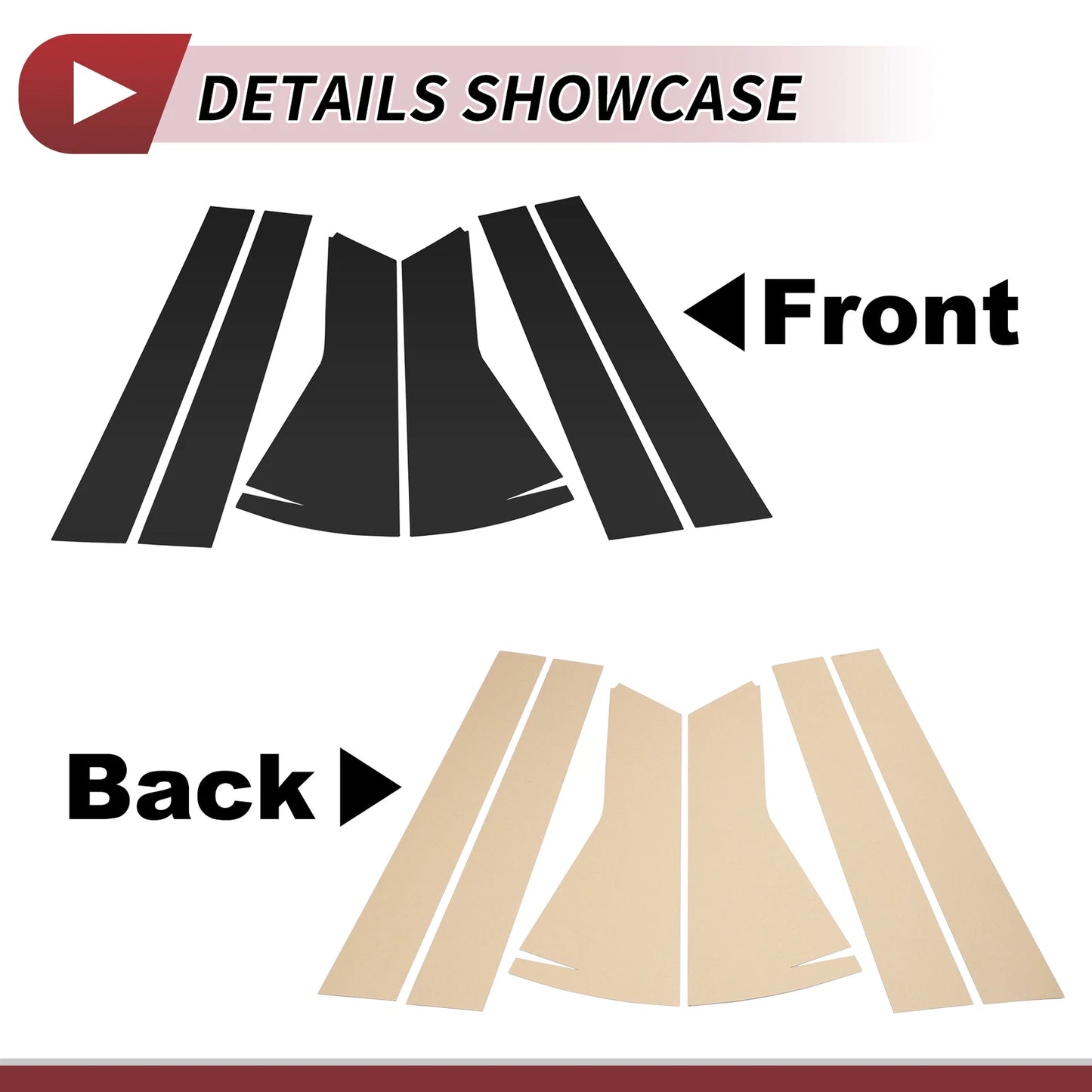 6 Pcs Door Pillar Window Trim for Nissan Qashqai (2008–2013) Black