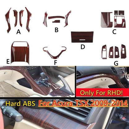 RHD Wood Grain Door Armrest Cover Trim for Acura TSX (2009–2014)