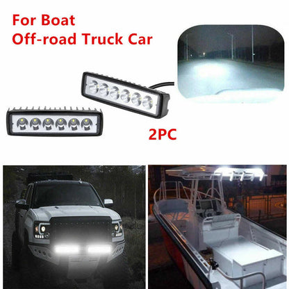2 x Black 12V Spreader LED Deck/Marine Lights for Boat Flood Light 18W