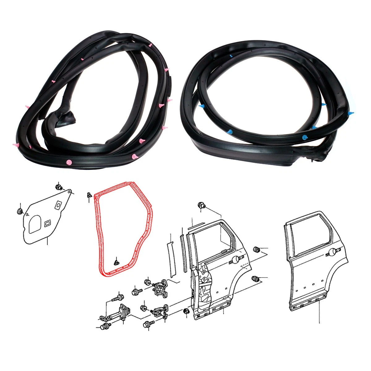 Set of 2 Rear Door Weatherstrip Seals for Honda CR-V (2002–2005)
