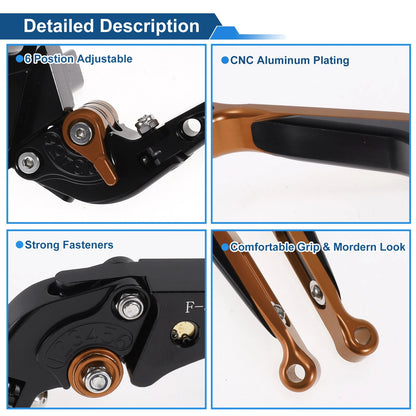 Adjustable Brake Clutch Levers for Kawasaki Z1000SX (2011–2023) Black Orange