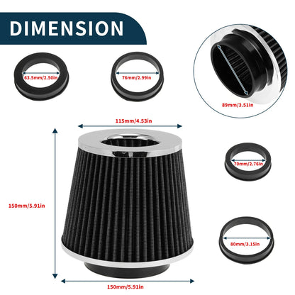 Engine Air Filter 63.5mm/70mm/76mm/80mm/89mm for Universal