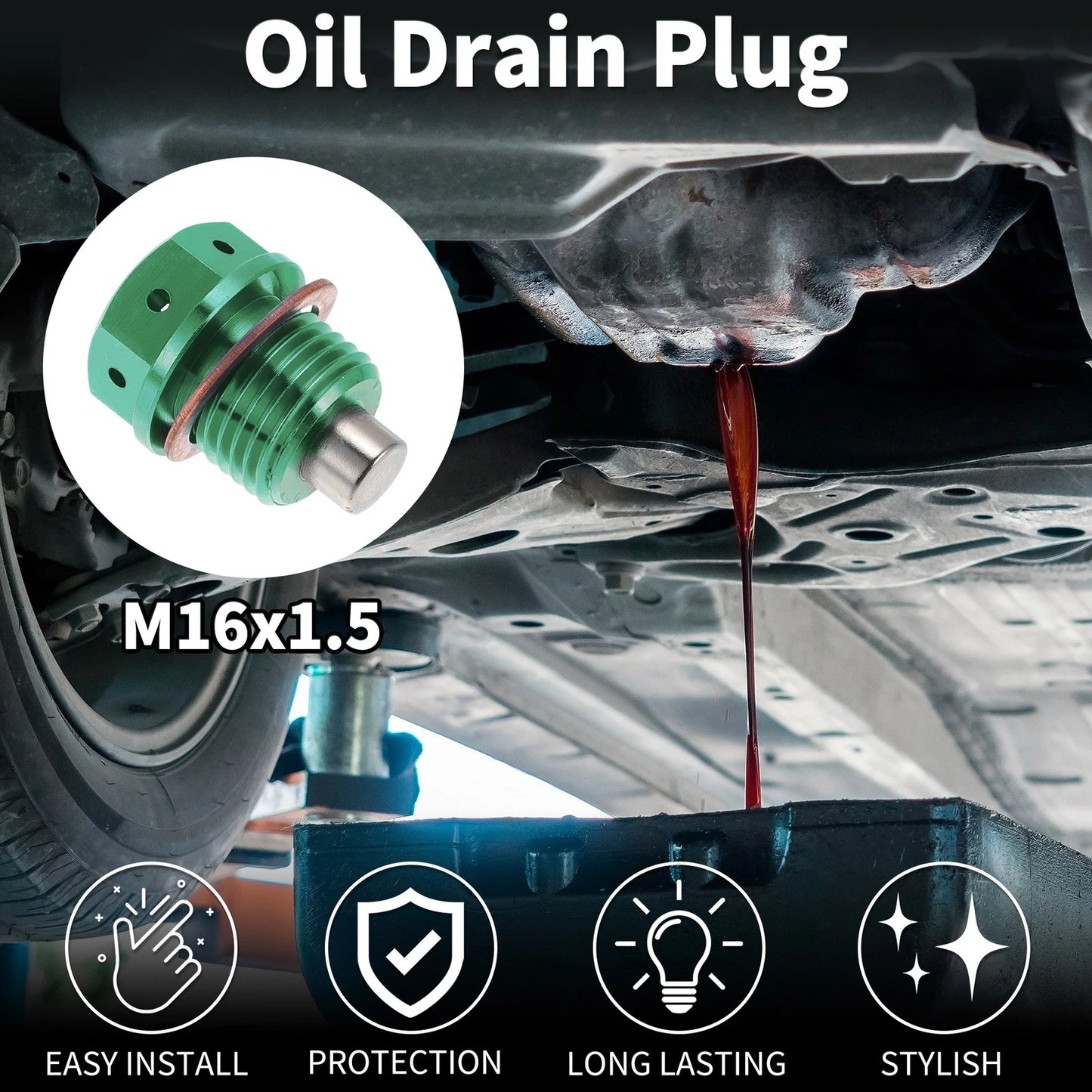M16x1.5 Magnetic Oil Drain Plug Titanium Alloy for Universal Applications