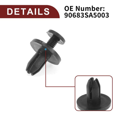 Front Fender Skirt Clips for Honda Prelude 1992-1996 2.2L 2.3L Black 100 Pcs