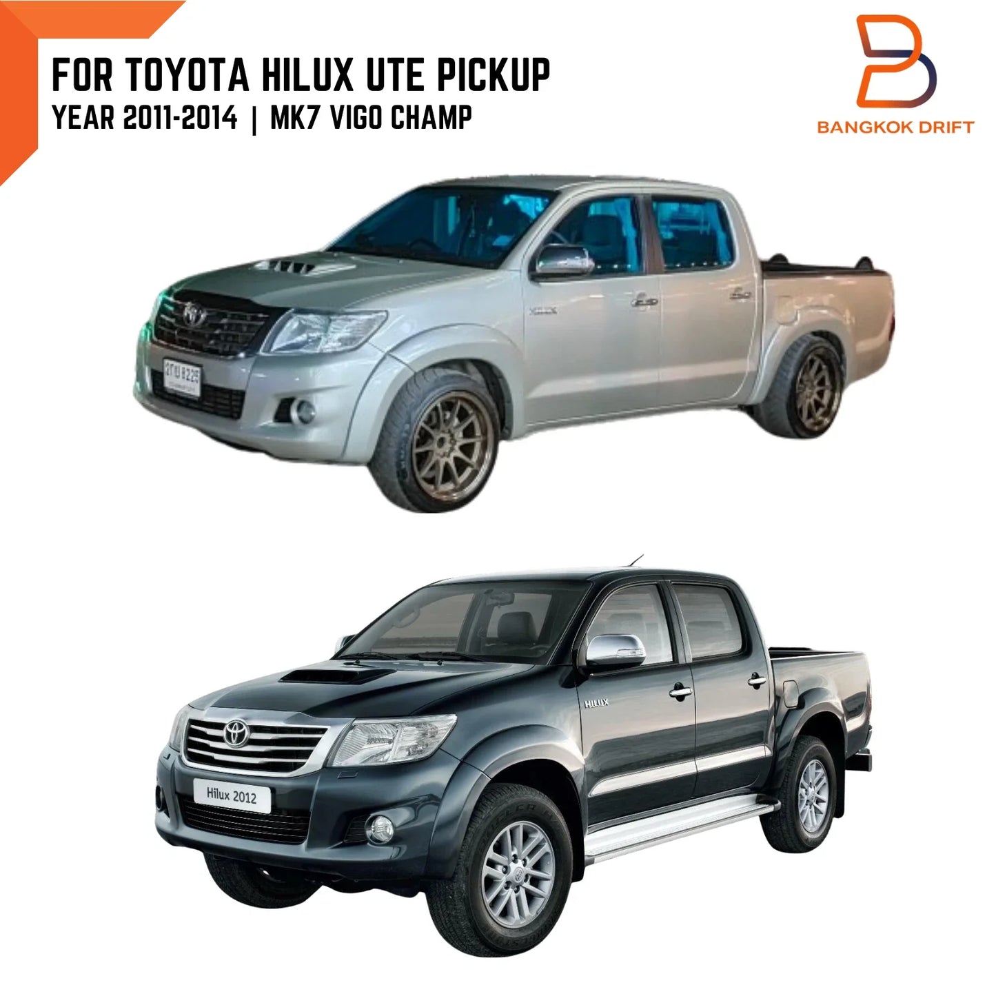 Front 209 Black Fender Flares for Toyota Hilux Ute (2011-2014)