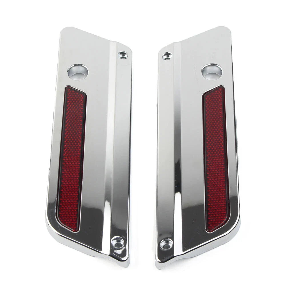 Saddlebag Latch Plate Covers with Red Reflectors for Harley Touring (1993-2013)